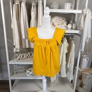 J Crew women's size 6 mustard yellow casual lagenlook boho top #2806